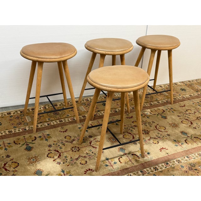 Space Copenhagen for Mater Soaped Oak Wood Counter Stools, Set of Six For Sale - Image 10 of 12