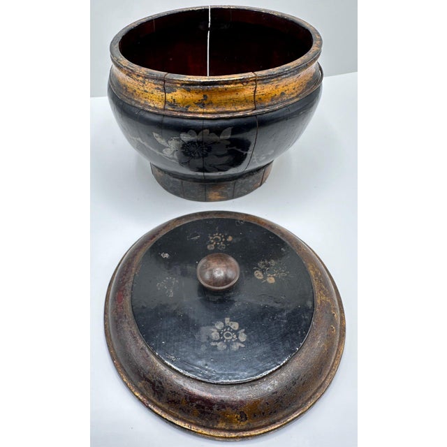 Antique Chinese Lacquered Wood Rice/Grain Storage Container For Sale - Image 4 of 7