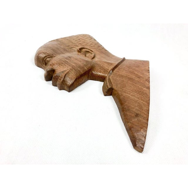 Vintage Wooden Carved African Man & Woman Wall Hanging Sculptures, Set of 2 For Sale - Image 16 of 17