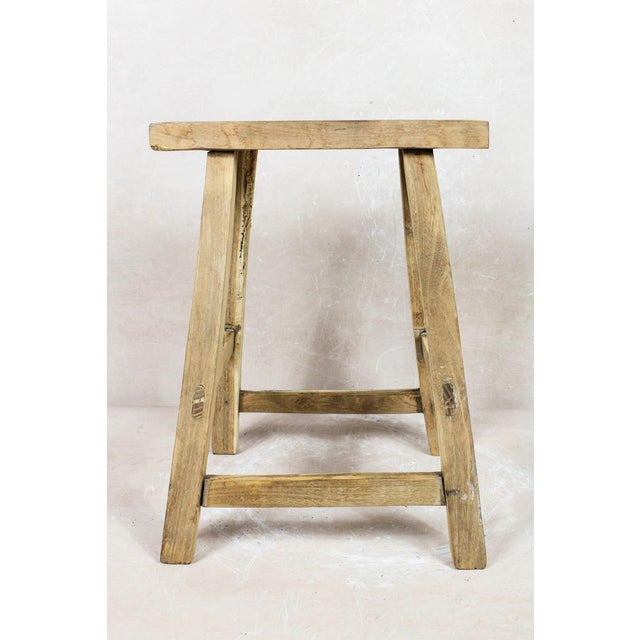 Vintage Rustic Stool in Elm For Sale - Image 5 of 5