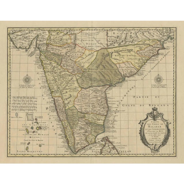 Antique Map of the Coast of Malabar and Coromandel in India For Sale