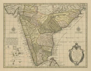 Antique Map of the Coast of Malabar and Coromandel in India