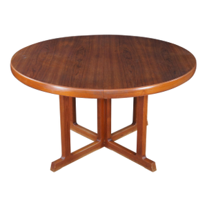 1980s Otmar Danish Scandinavian Modern Teak Round Extendable Dining Table MCM