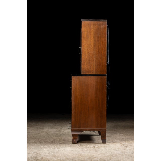 Vintage Streamline Art Deco Walnut Lighted Medical Cabinet by Hamilton For Sale In Chicago - Image 6 of 18