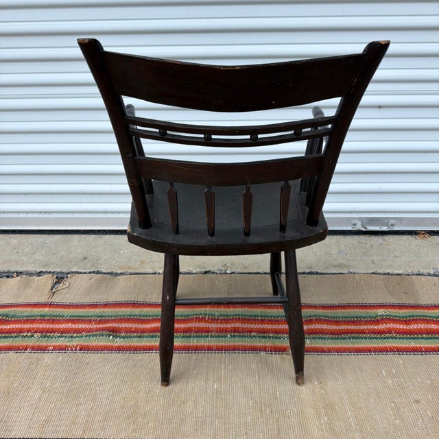 Early 19th Century Antique Federal Windsor Splat-Back Armchair Vermont or New York, 1820's For Sale - Image 5 of 16