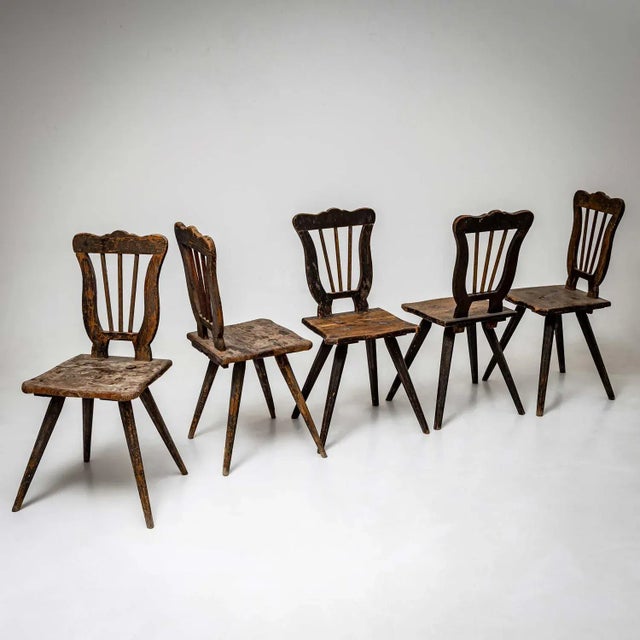 Wood French Farmhouse Chairs, 1830s, Set of 5 For Sale - Image 7 of 9