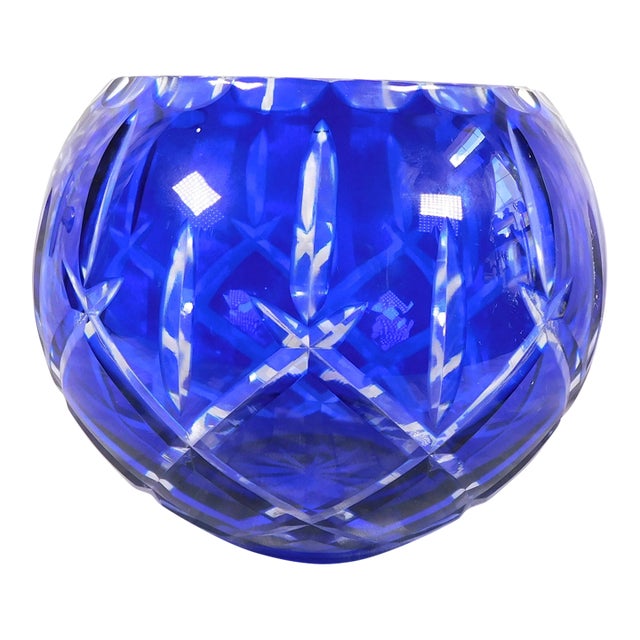 1960s Blue Cut to Clear Bowl For Sale