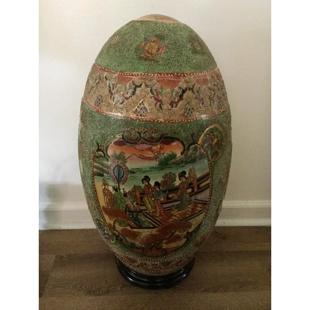 1970s 1970s Large Vintage Satsuma Style Porcelain Cloisonne Hand Painted Egg For Sale - Image 5 of 9