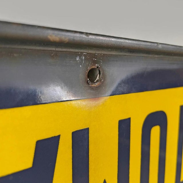 Mid-Century Modern Italian Yellow White and Black Metal Telephone Sign, 1960s For Sale - Image 14 of 18