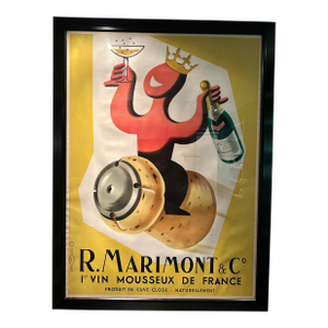 Original C Nicolitch 'R. Marimont & Co' Vintage Framed French Champagne Poster Circa 1954
