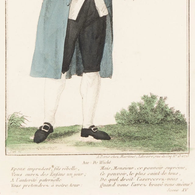 19th Century Pair of French Hand Colored Theatrical Engravings, C. 1800 For Sale - Image 5 of 12