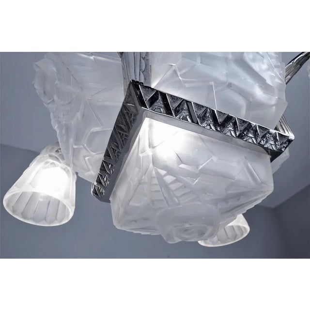 1920s Art Deco Ceiling Lamp from Cristalleries De Compiègne, 1920s For Sale - Image 5 of 13
