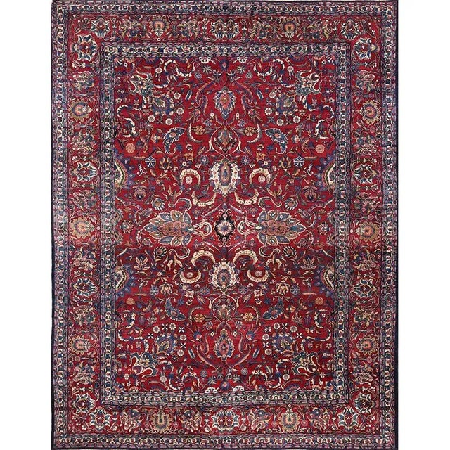 1940s Persian Yazd Area Rug 9’10” X 13’0″ For Sale In Dallas - Image 6 of 7
