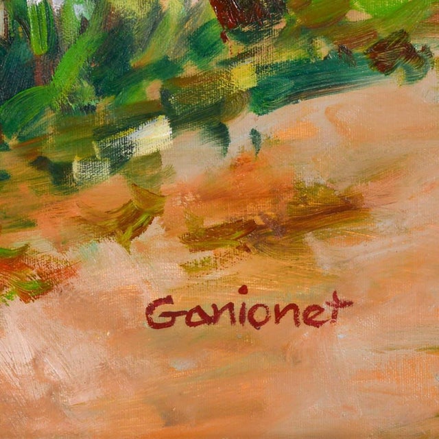 Early 20th Century Early 20th Century Framed Signed Ganionet Garden Promenade Oil on Canvas For Sale - Image 5 of 8