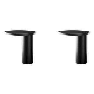 Cylinda Black Metal Table Lamps by Angeletti & Ruzza for Oluce, Set of 2 For Sale