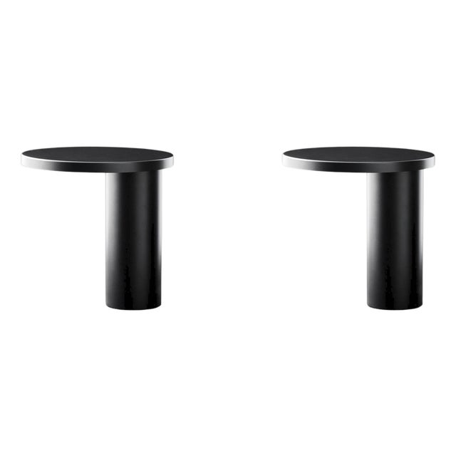 Cylinda Black Metal Table Lamps by Angeletti & Ruzza for Oluce, Set of 2 For Sale