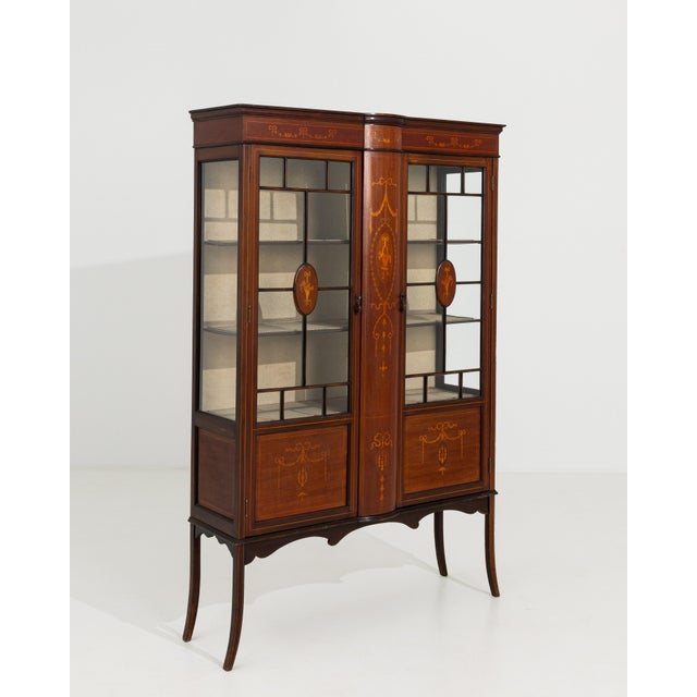 Wood Edwardian Marquetry Vitrine, Antique, United Kingdom, 19th Century For Sale - Image 7 of 14