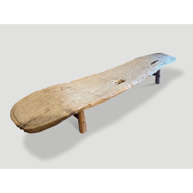 Andrianna Shamaris Impressive Organic Teak Wood Bench Or Chaise For Sale - Image 16 of 18