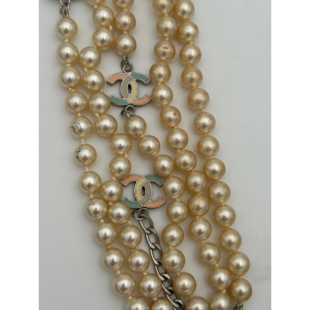 Gold Chanel Multi-row Pearl Necklace 2005 For Sale - Image 8 of 11