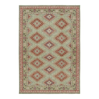 Rug & Kilim’s Oversized Diamond Play Rug in Mint and Rust, 12x18 For Sale
