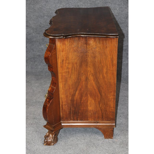 Wood Vintage English Burled Wood Ball & Claw Foot 3 Drawer Commode C. 1950's For Sale - Image 7 of 13