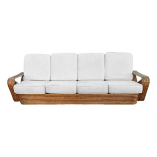 1940s Restored Paul Frankl Inspired 5-Strand Square Pretzel4-Seat Sectional Rattn Sofa For Sale