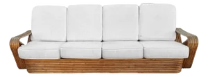1940s Restored Paul Frankl Inspired 5-Strand Square Pretzel4-Seat Sectional Rattn Sofa