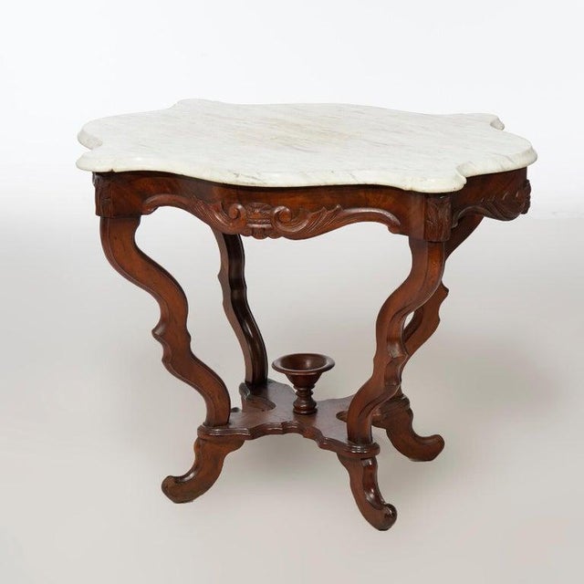 Antique Victorian Walnut & Marble Turtle Top Parlor Table Circa 1890 Chairish