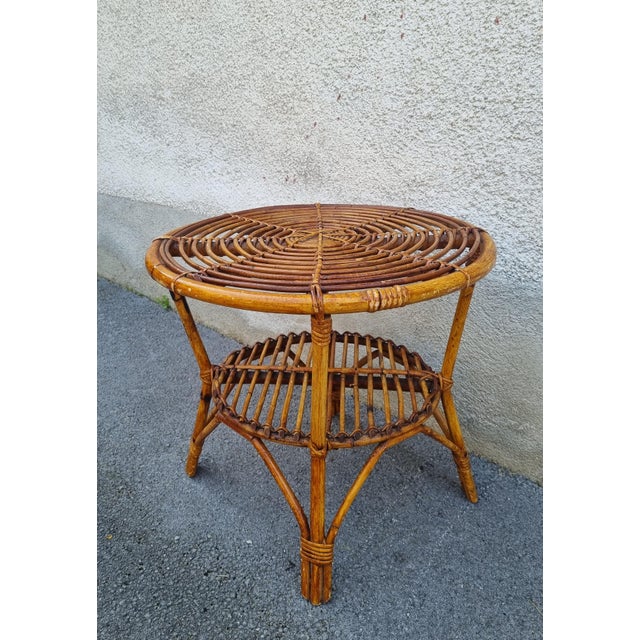 Mid-Century Modern Round Coffee Table in Rattan and Bamboo, Italy, 1960s For Sale - Image 11 of 11