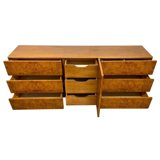 Lane Furniture 1970s Milo Baughman for Lane Mid-Century Modern Burl Wood Credenza For Sale - Image 4 of 11