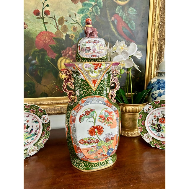 Early 19th Century Mason’s Ironstone Muscovy Duck & Canton Alcove Vase and Cover For Sale - Image 16 of 16