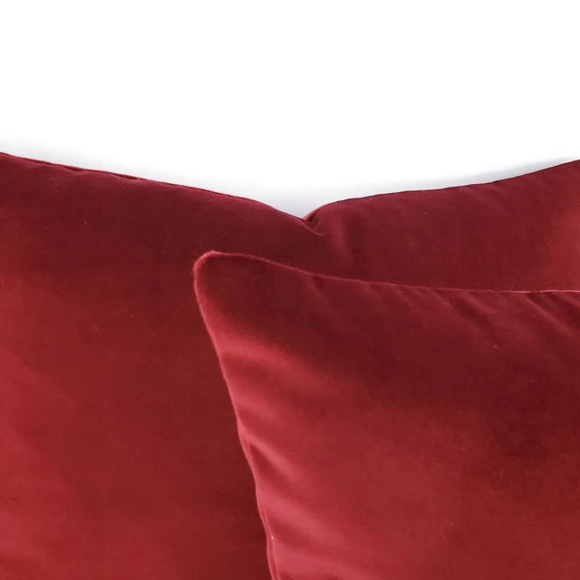 Contemporary Schumacher Gainsborough Velvet in Burgundy Pillow Cover For Sale - Image 3 of 7