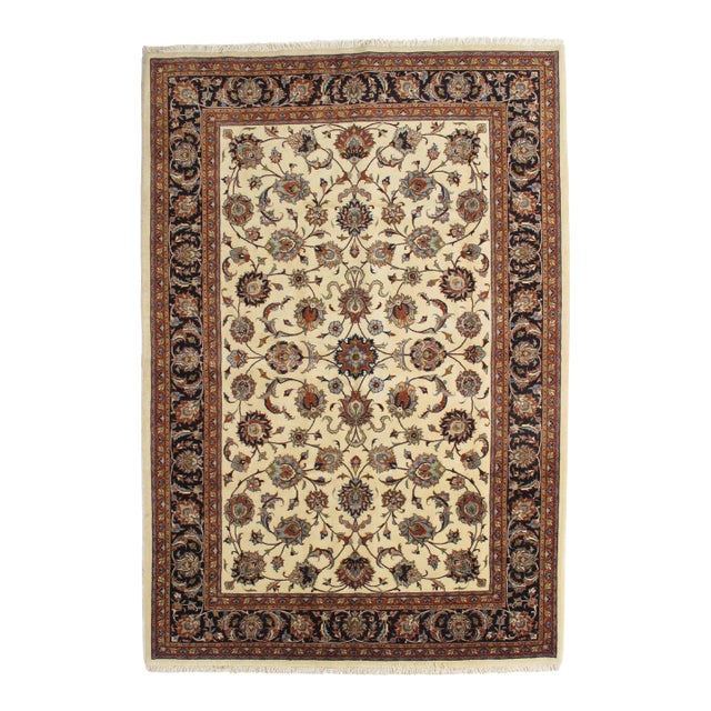 Vintage Hand-Knotted Persian Mashad Rug 6'8" X 9'8" For Sale