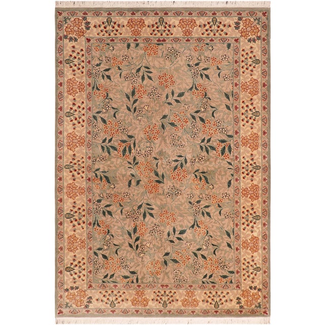 Floral 1990's Pak-Persian Green/Green Wool Rug - 6'1'' X 9'1'' For Sale - Image 9 of 9