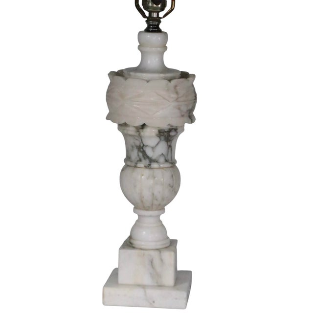 Neo Classic Hollywood Regency Carved Marble Table Lamp Made in Italy For Sale - Image 16 of 17