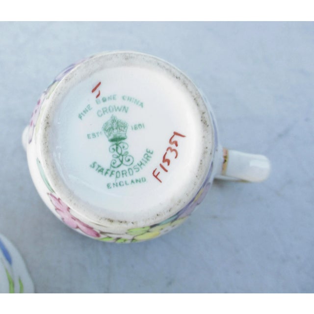 Ceramic 1930s Crown Staffordshire Demitasse Sugar and Creamers Set- 3 Pieces For Sale - Image 7 of 8