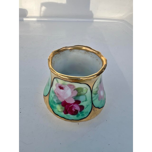 Hollywood Regency 1920 Porcelain Gold Floral Match Holder For Sale - Image 3 of 10