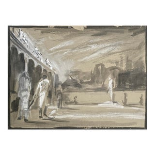 1950s Baseball Mid Century Modern Painting For Sale