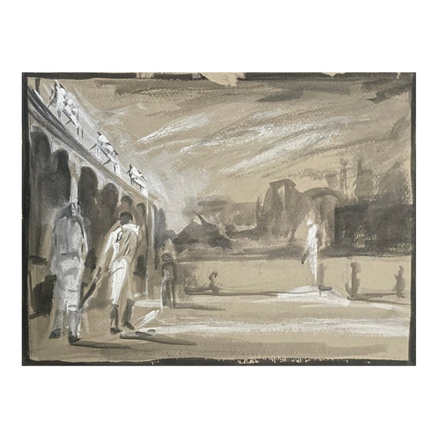 1950s Baseball Mid Century Modern Painting For Sale