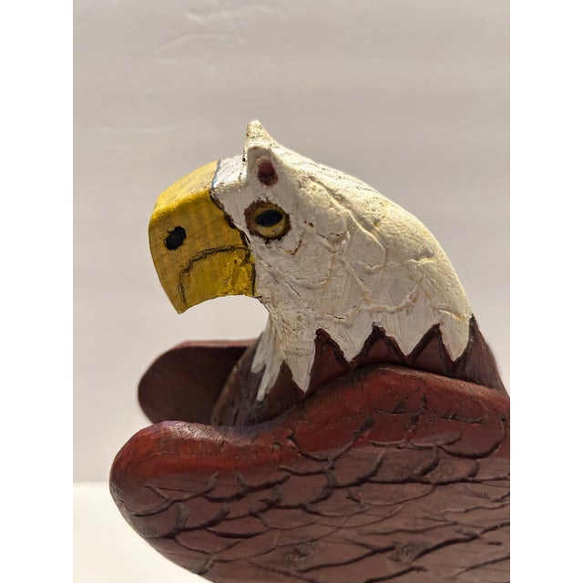 Mid 20th Century American Eagle Wood Folk Art Statue For Sale - Image 5 of 12