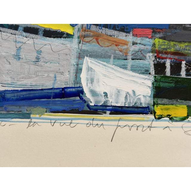 1980s Michel Godjevac, View of the Port of Saint-Tropez, 1982, Acrylic Painting on Paper For Sale - Image 5 of 7