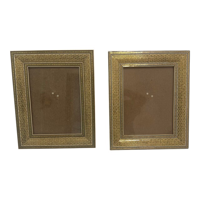 Vintage Pair of Hand Crafted Middle Eastern Miniature Khatamkari / Khatam Picture Frame For Sale