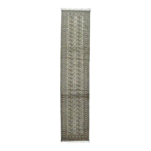 Bokhara Runner 2’7” X 12’ Gray Wool Tribal Hand-Knotted Oriental Rug