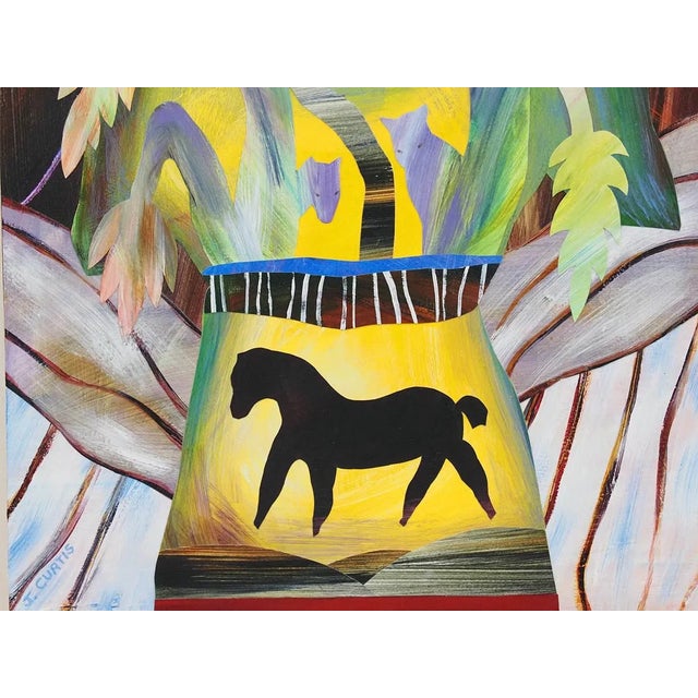 Wood Late 20th Century Joan Curtis Original Mixed-Media Acrylic Collage on Panel For Sale - Image 7 of 7