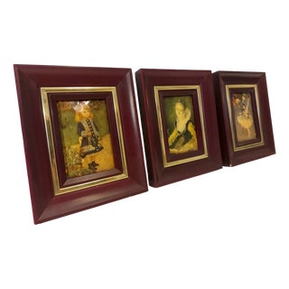 Renoir, Untitled, 1890s, Enamel, Framed, Set of 3 For Sale