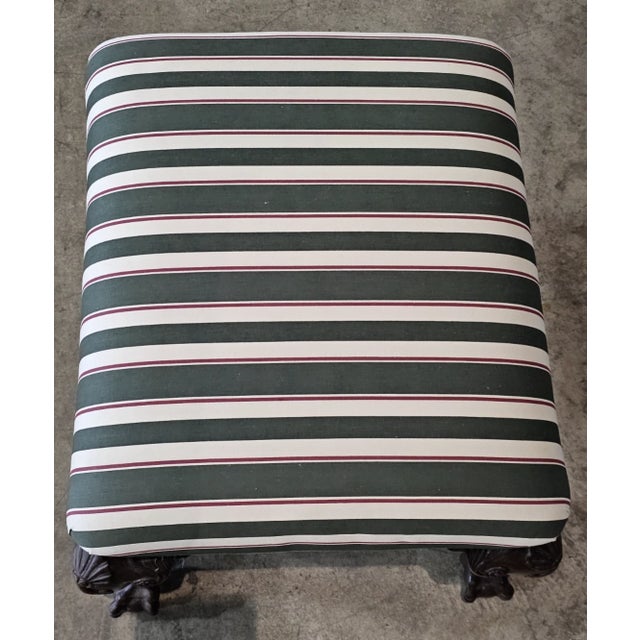 Wood Baker Chippendale Style Mahogany Carved Footstool Bench Stool Claw & Ball For Sale - Image 7 of 10