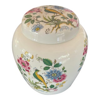 1960s Ginger Jar & Lid Fine Bone China Made in England With Pheasant Pattern For Sale