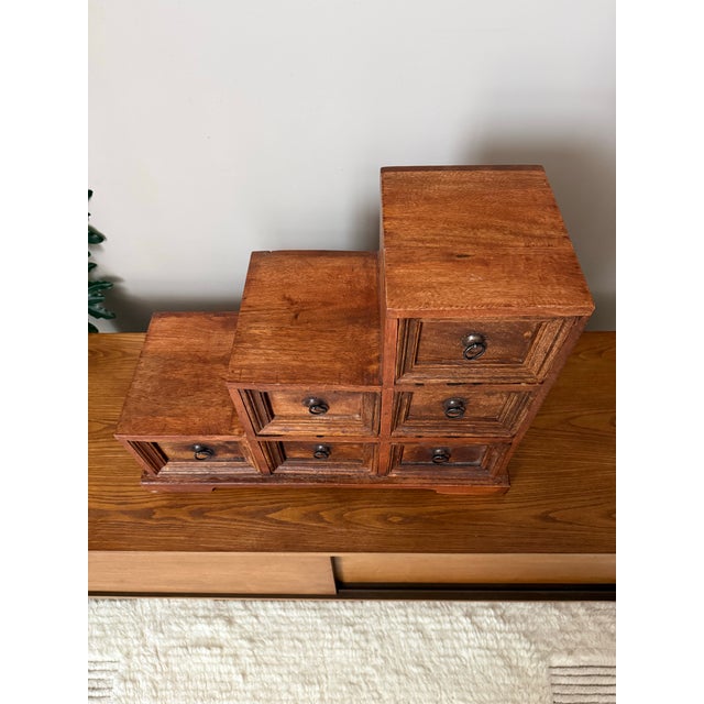 Wood Mid 20th Century Apothecary Japanese Kaiden Tansu Staircase Chest of Drawers For Sale - Image 7 of 8