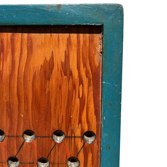 Chinese Antique Chinese Checkers Game Board With Original Paint and Blue Accents For Sale - Image 3 of 7