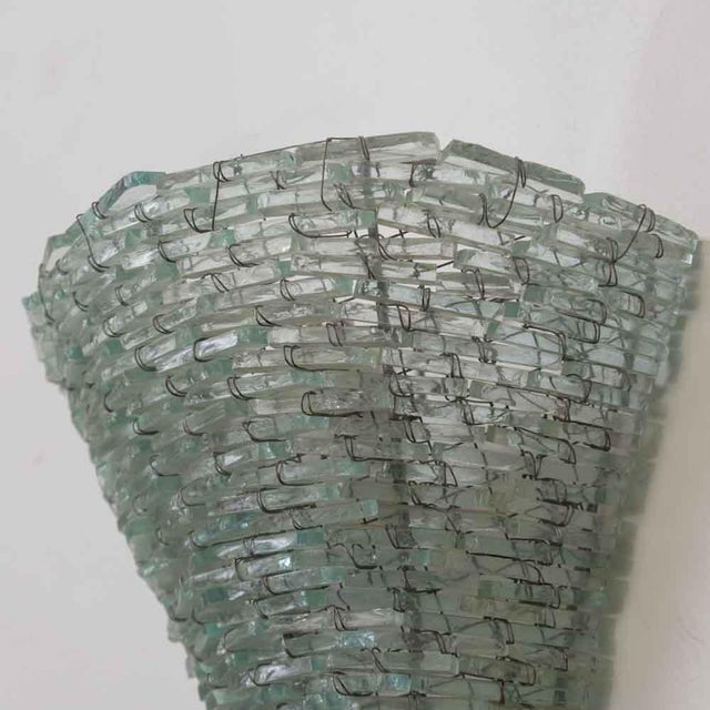 Metal 1960s Italian Large Green Glass Sconces - a Pair For Sale - Image 7 of 9